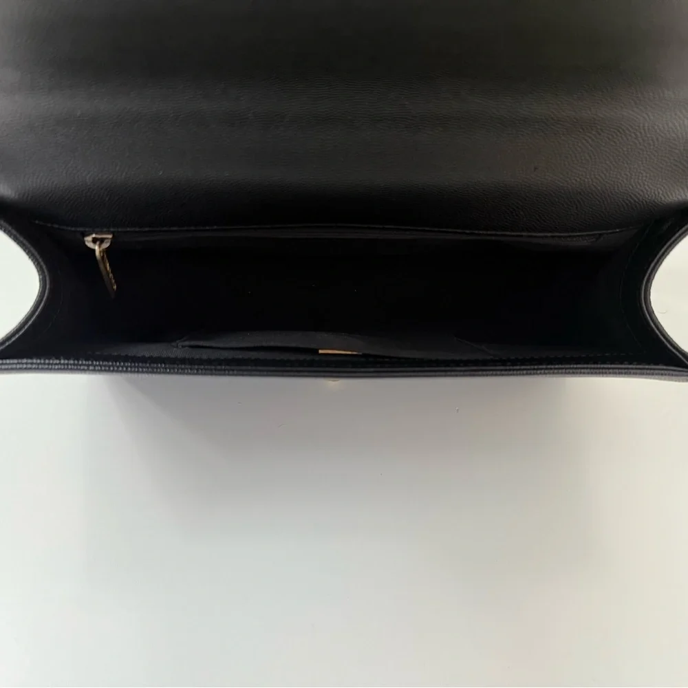 CHANEL Black Caviar Boy Bag with Aged Gold Chain and microchip